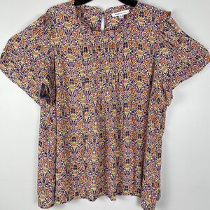 ⭐️ Rose & Olive 3X Blouse Multicolor Flutter Sleeve Floral Lightweight Casual